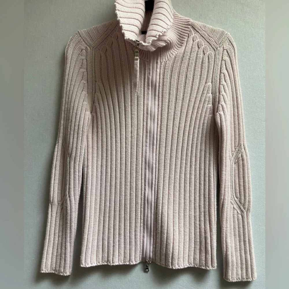 Funsport Y2K Ribbed High Neck Full Zip Wool Blend Sweater Cardigan S
